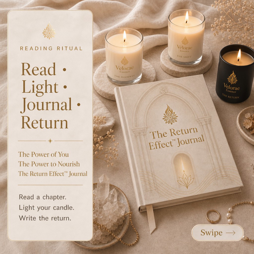 Reading Ritual — Read, Light, Journal, Return with all three Velorae candles and journal