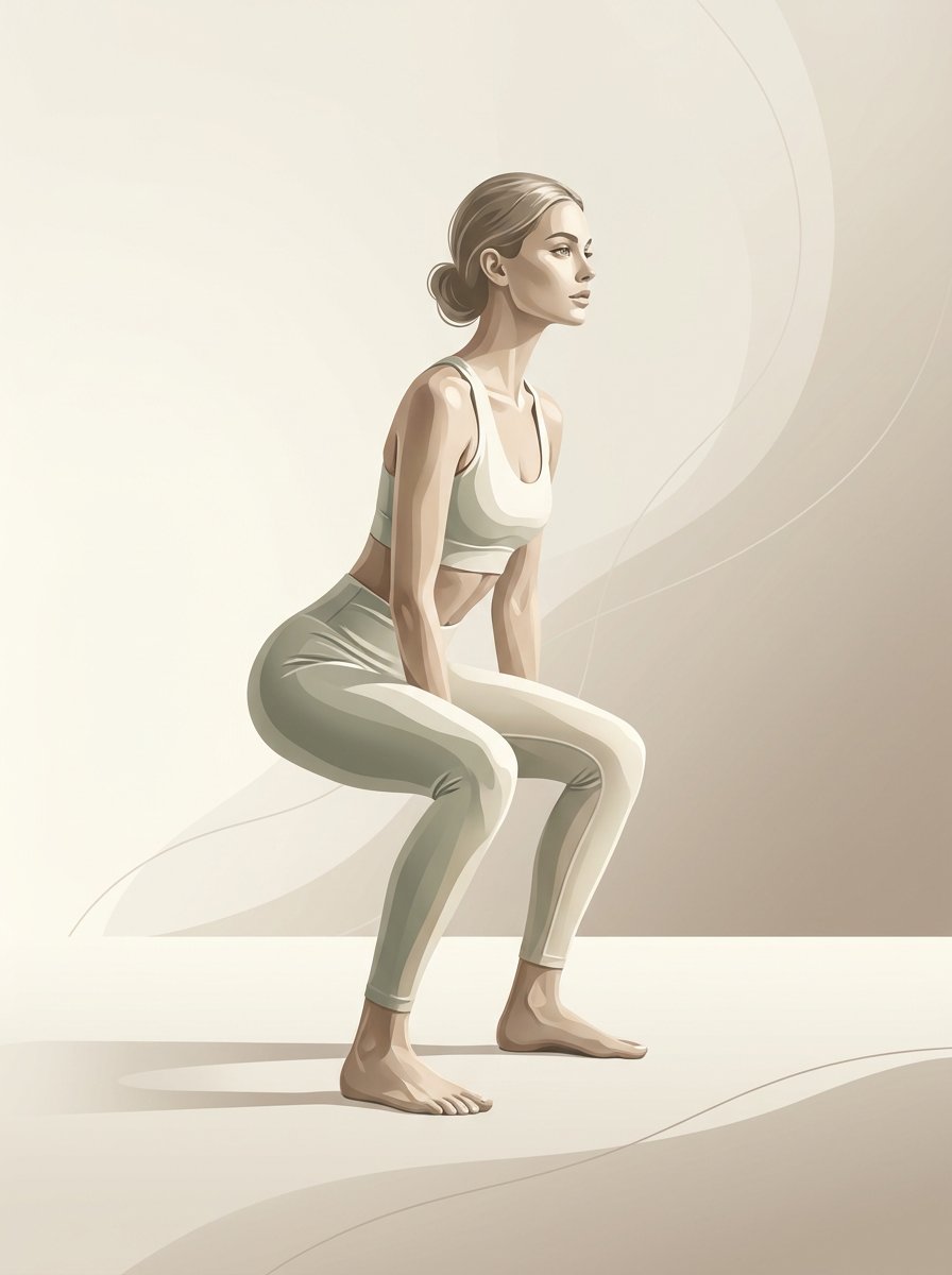 Woman performing an isometric squat hold in sage activewear