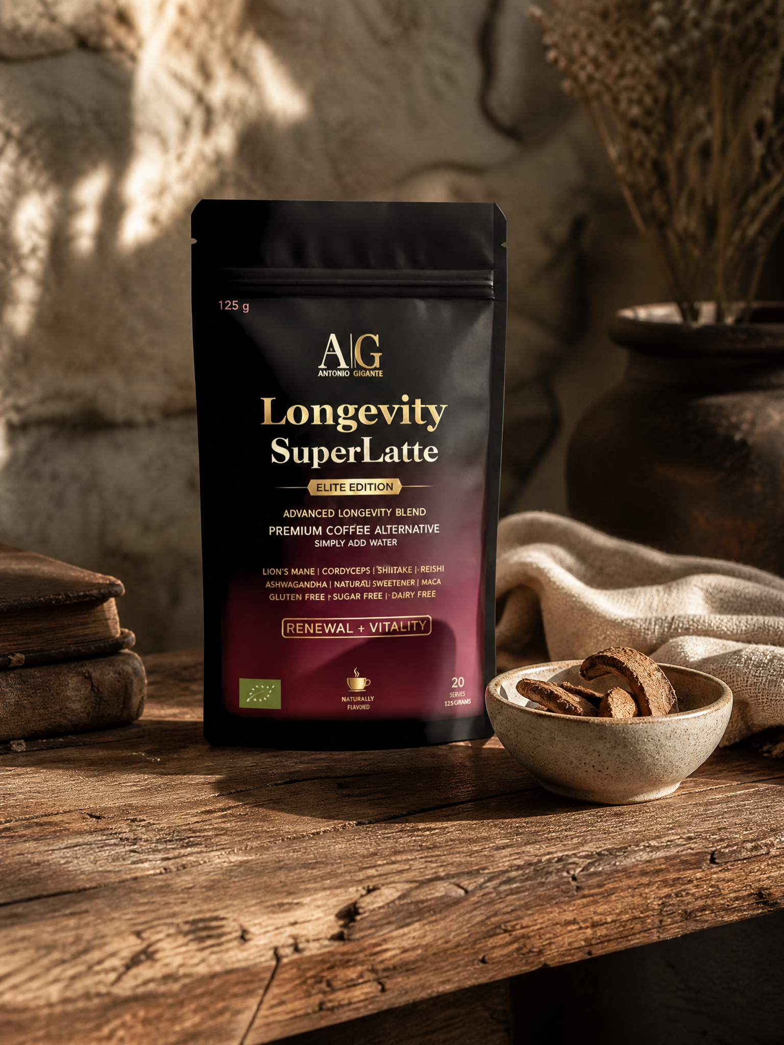 Longevity SuperLatte — organic coffee alternative for daily performance and long-term vitality